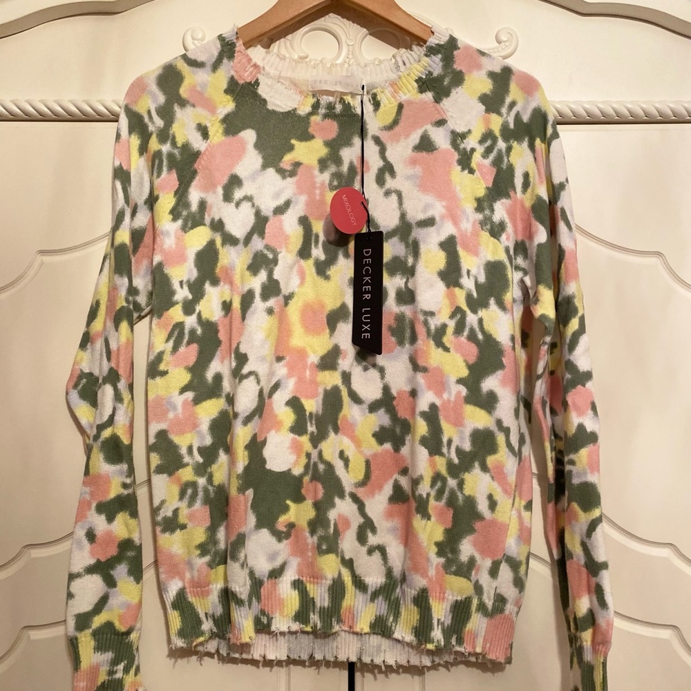 decker mixology multi colored frayed sweater